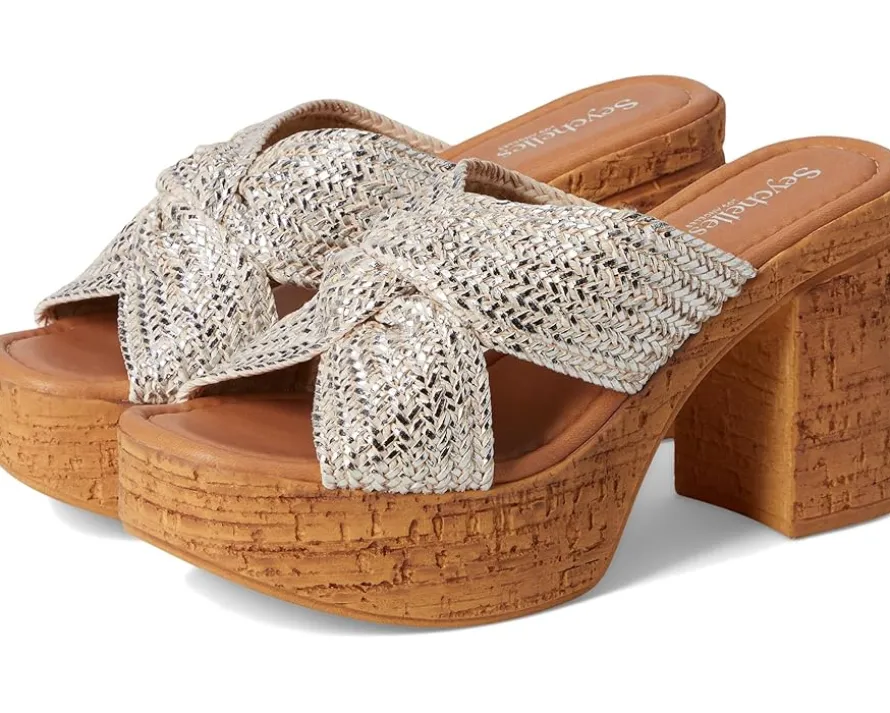 Seychelles Adorned Metallic Raffia Slide Sandal Women's