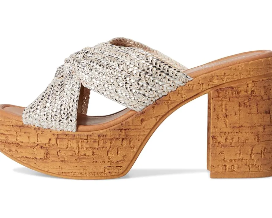 Seychelles Adorned Metallic Raffia Slide Sandal Women's