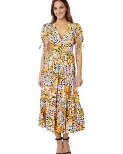 Ted Baker Safiree Printed Tie-Back Tiered Midi Dress Women's