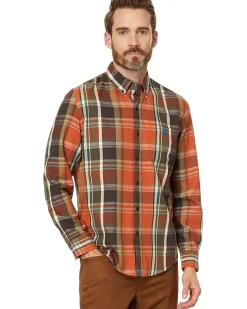 U.S. POLO ASSN. Long Sleeve Classic Fit 1 Pocket Yarn Dye Peached Twill Multicolor Plaid Woven Shirt Men's