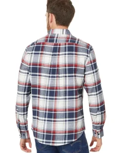 U.S. POLO ASSN. Long Sleeve Classic Fit 1 Pocket Yarn Dye Stretch Peached Twill Heathered RWB Plaid Woven Shirt Men's