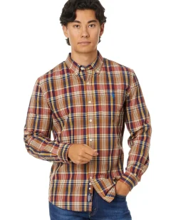 U.S. POLO ASSN. Long Sleeve Classic Fit 1 Pocket Yarn Dye Poplin Large Plaid Multicolor Woven Shirt Men's