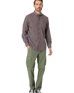 U.S. POLO ASSN. Long Sleeve Yarn-Dye Peached Heathered Plaid Woven Shirt Men's