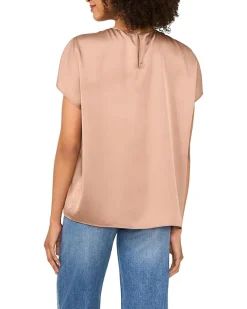 Vince Camuto Crewneck Shirring Short Sleeve Women's
