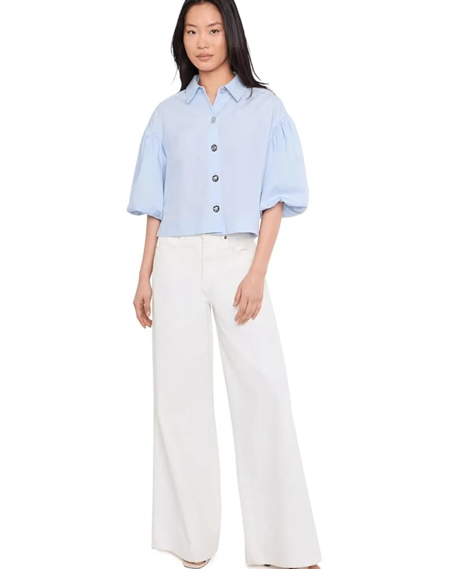 Vince Camuto Puff Sleeve Cotton Button-Up S Women's