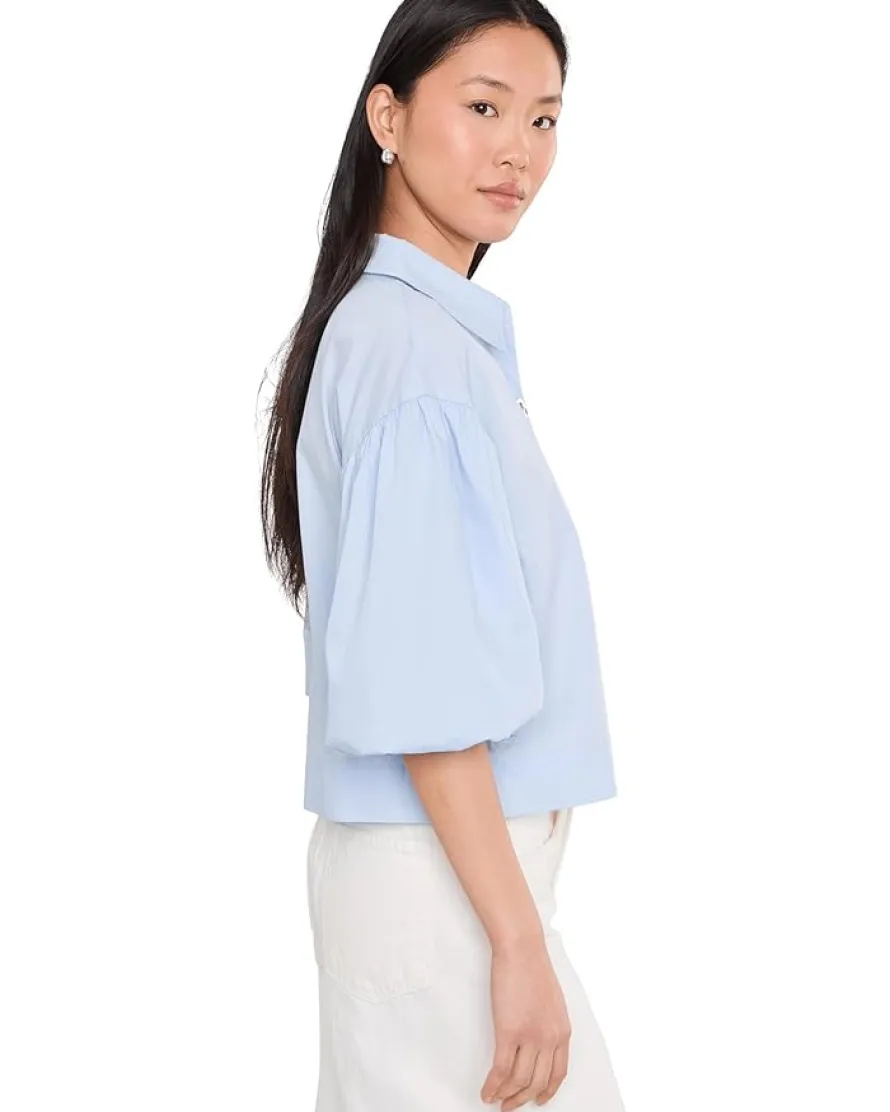 Vince Camuto Puff Sleeve Cotton Button-Up S Women's