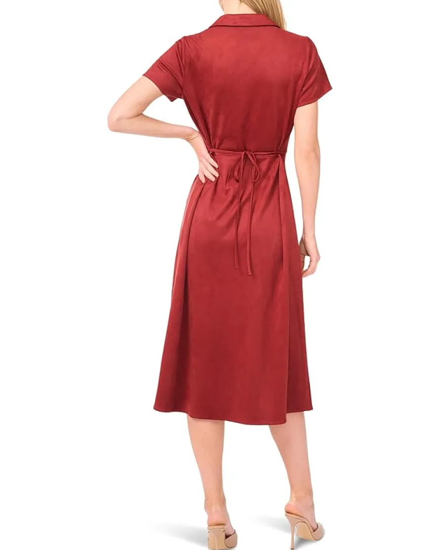 Vince Camuto Tie Back Button Down Midi Dress Women's