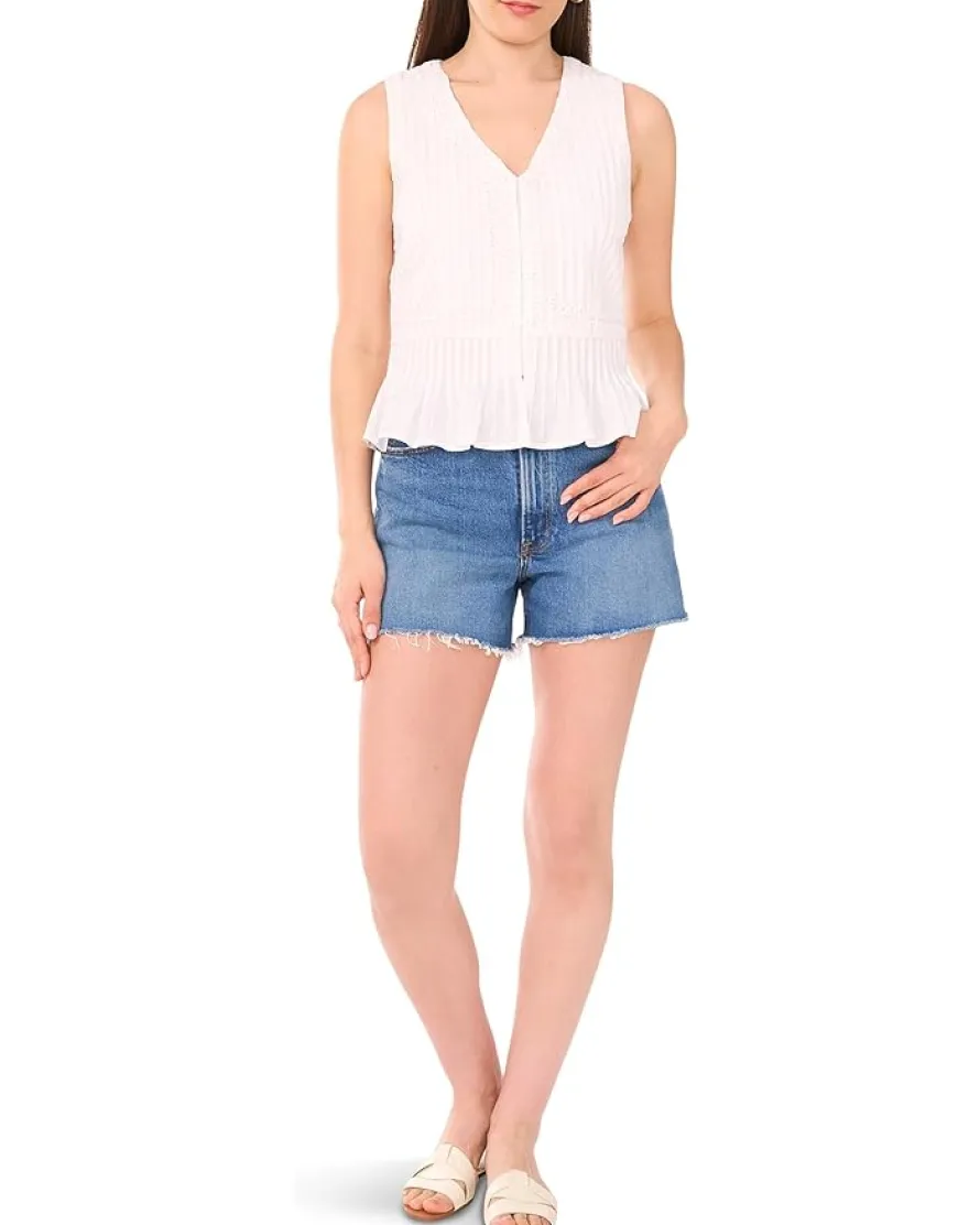 Vince Camuto V-Neck Tank Peplum With Pleats Women's