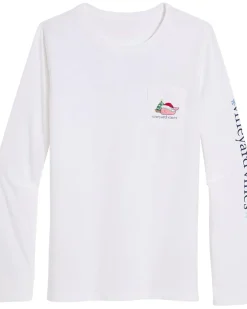 Vineyard Vines Santa Whale Icon Whale Fill Long-sleeve Pocket Tee Women's